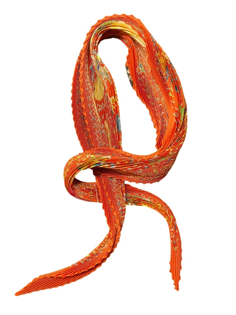 Hermès "La Comédie Italienne" Vintage Silk Carré Plissé Scarf - Orange - NWOT - Picture 2 of 9